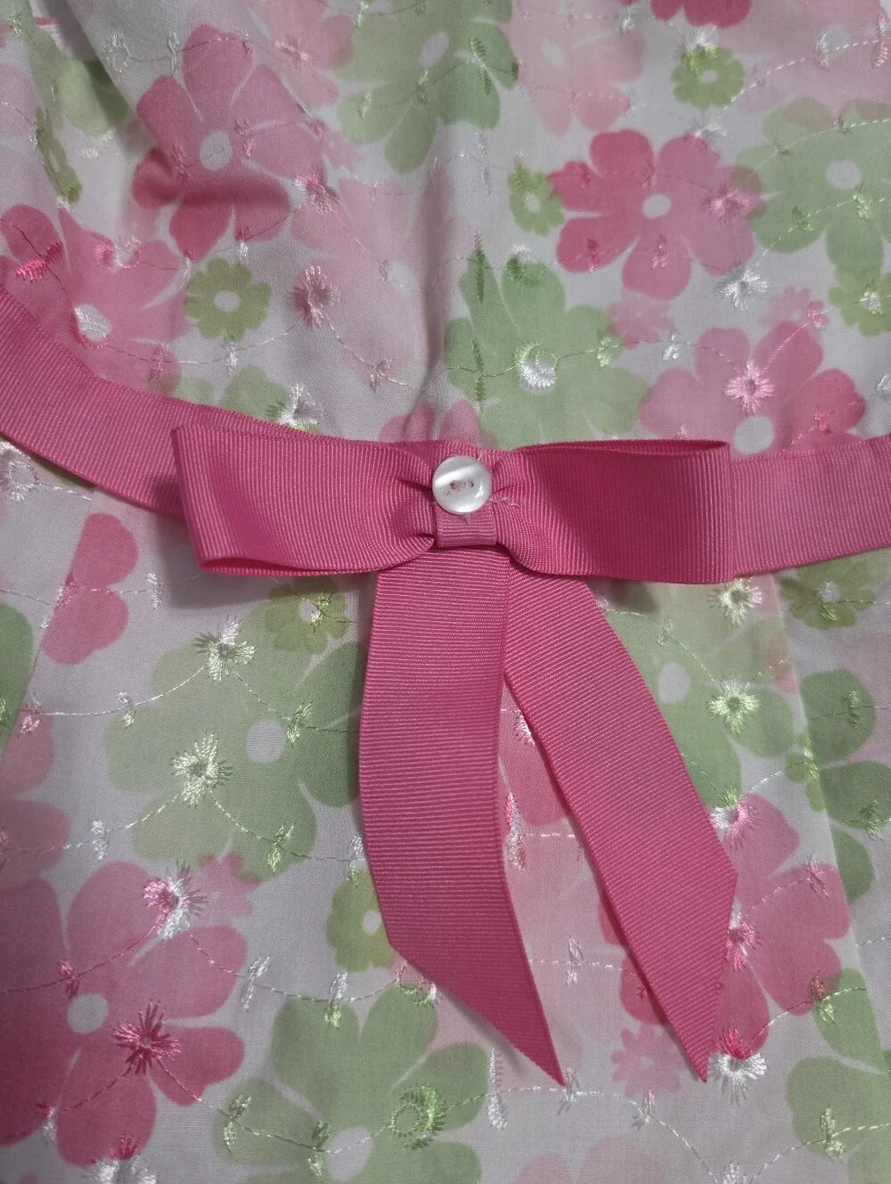 Youngland Girls Pink and Green Floral Party Dress Sz 5